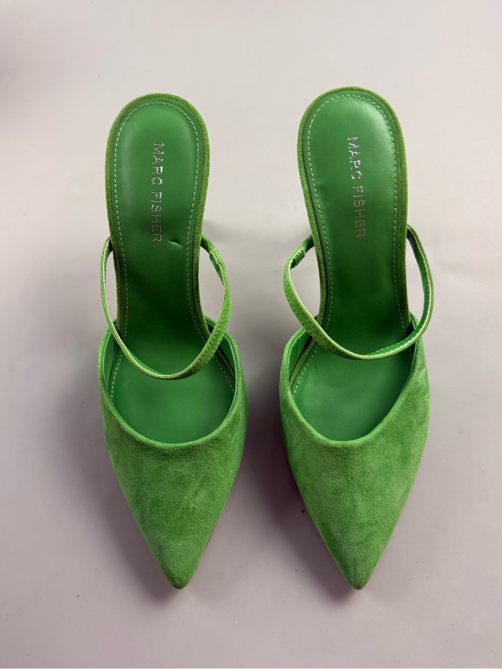 Marc Fisher Suede Slingback Kitten Heel Pumps Lime Green Size 8 Dopamine - Picture 3 of 5